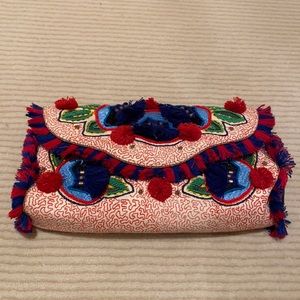 Tory Burch floral fringed clutch purse